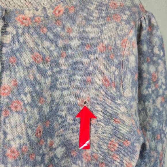LoveShackFancy Simona Cardigan Sweater Wool Cashmere Blue Floral Cottagecore Top - Picture 12 of 15